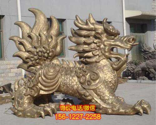 精美麒麟雕塑，不銹鋼噴漆烤漆打造