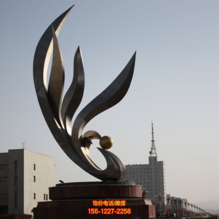 不銹鋼抽象鳳凰雕塑，景觀烤漆噴漆
