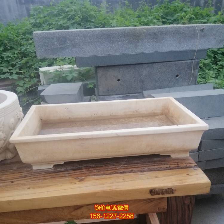 天然石材石雕花盆漢白玉小花盆仿古魚(yú)缸別墅小區(qū)景觀雕塑