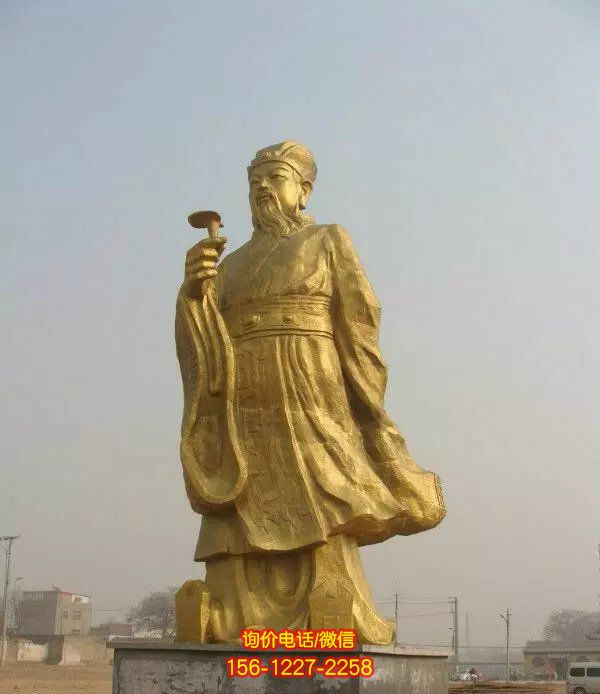 醫(yī)學(xué)院廣場站姿拿藥名醫(yī)李時珍鍍金玻璃鋼雕塑 醫(yī)學(xué)院廣場站姿拿藥名醫(yī)李時珍鍍金玻璃鋼雕塑