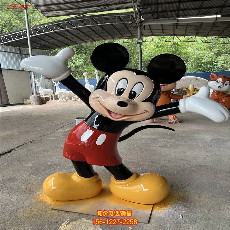 米老鼠玻璃鋼卡通人物雕塑，幼兒園游樂園動漫人物擺件