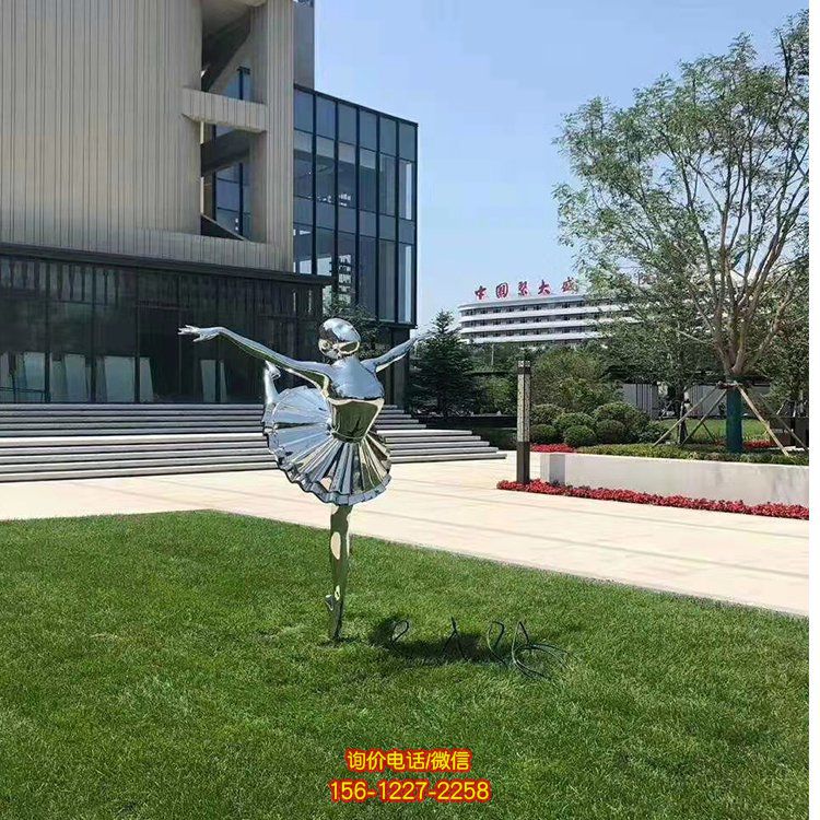 不銹鋼芭蕾女孩，鏡面跳舞女孩雕塑