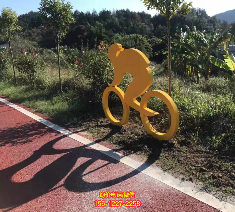 鐵藝剪影人物，騎行人物，騎自行車(chē)的抽象人物